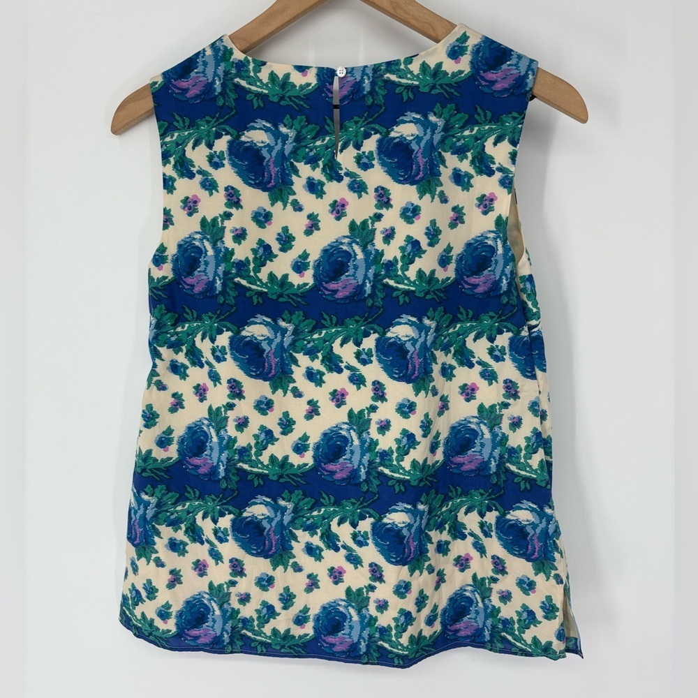 Talbots Silk Blend Sleeveless Baroque Rose Floral Blouse - Picture 3 of 7